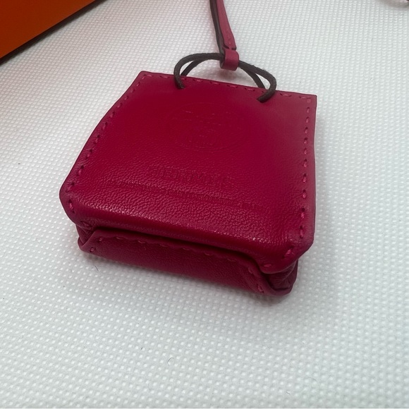 Authentic Hermes Sac Orange Bag Charm in Rose Mexico with Original Box - Picture 2 of 11